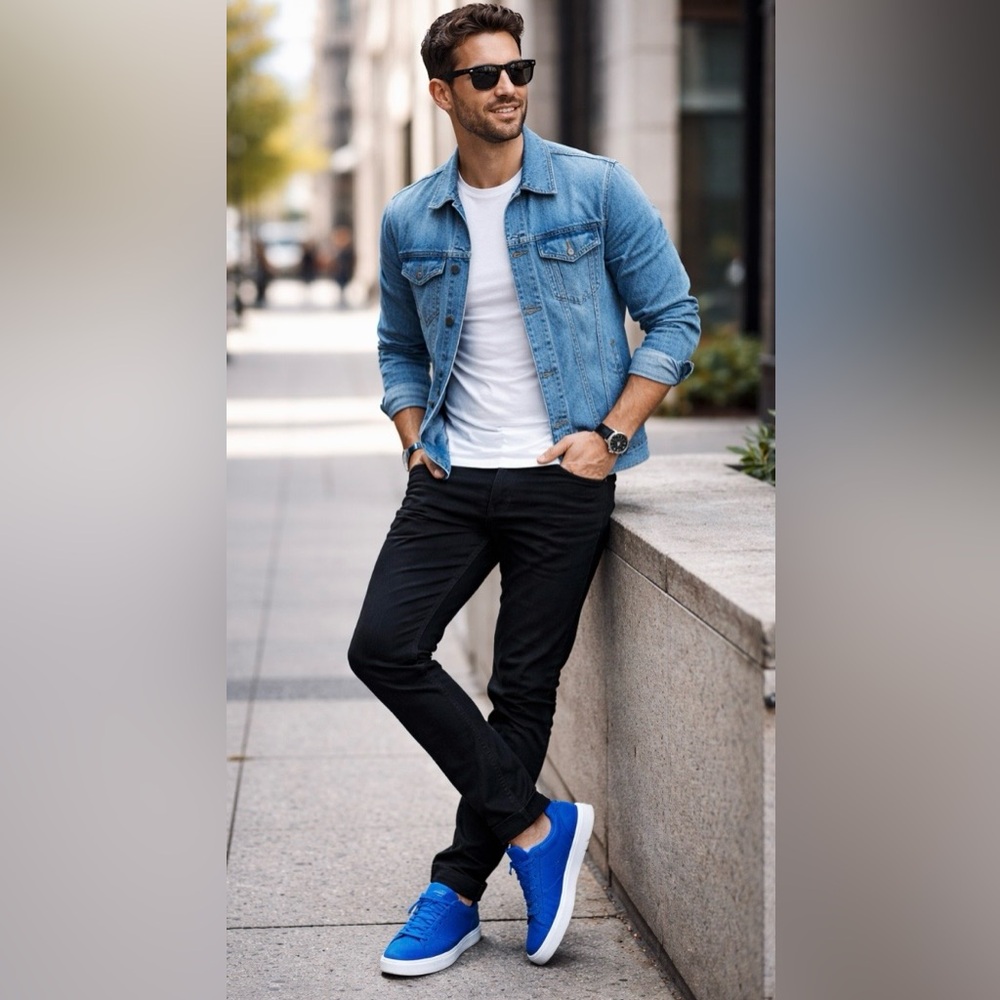 Men's Casual Blue Low-Top Sneakers - Sleek Everyday Style size 11